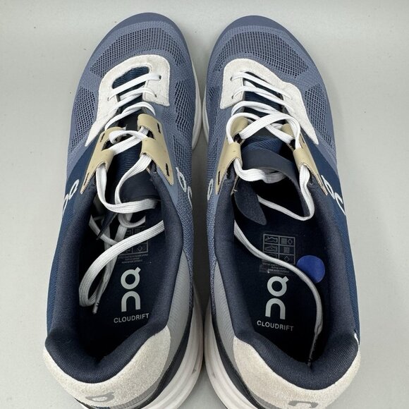 On Cloudrift Mens Size 11.5  Running Shoes Blue White Athletic Trainer Sneakers - Picture 7 of 9